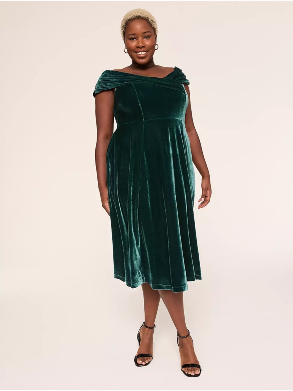 NWT - Lane Bryant green Velvet Off-Shoulder Midi Dress - size 22